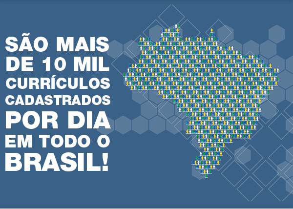 São mais de 10 mil currículos cadastrados por dia em todo o Brasil!